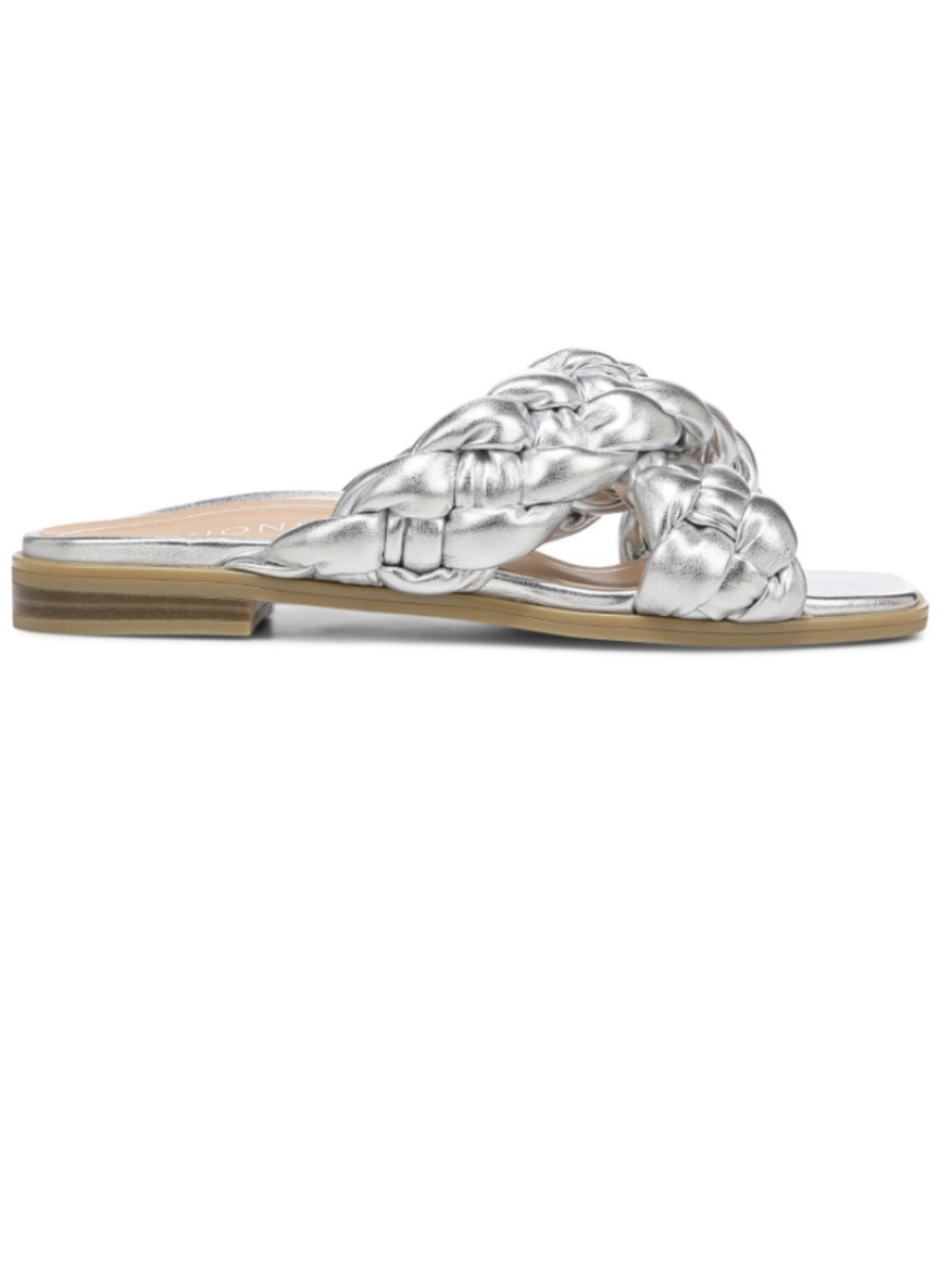 Vionic NIB Metallic Silver Kalina Braided Slide Sandals - Picture 3 of 9